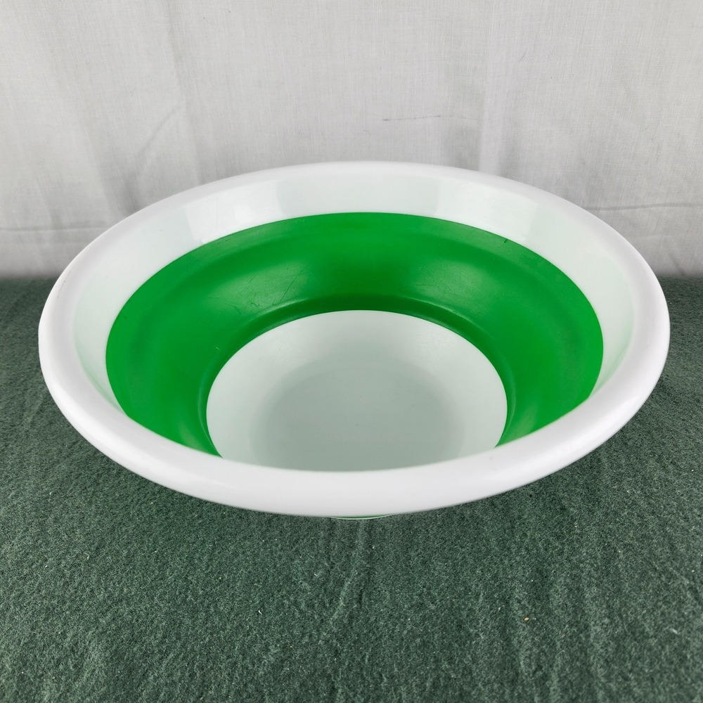 Pampered Chef 4‎ Qt. Collapsible Mixing Bowl No Lid White Green Silicone Plastic